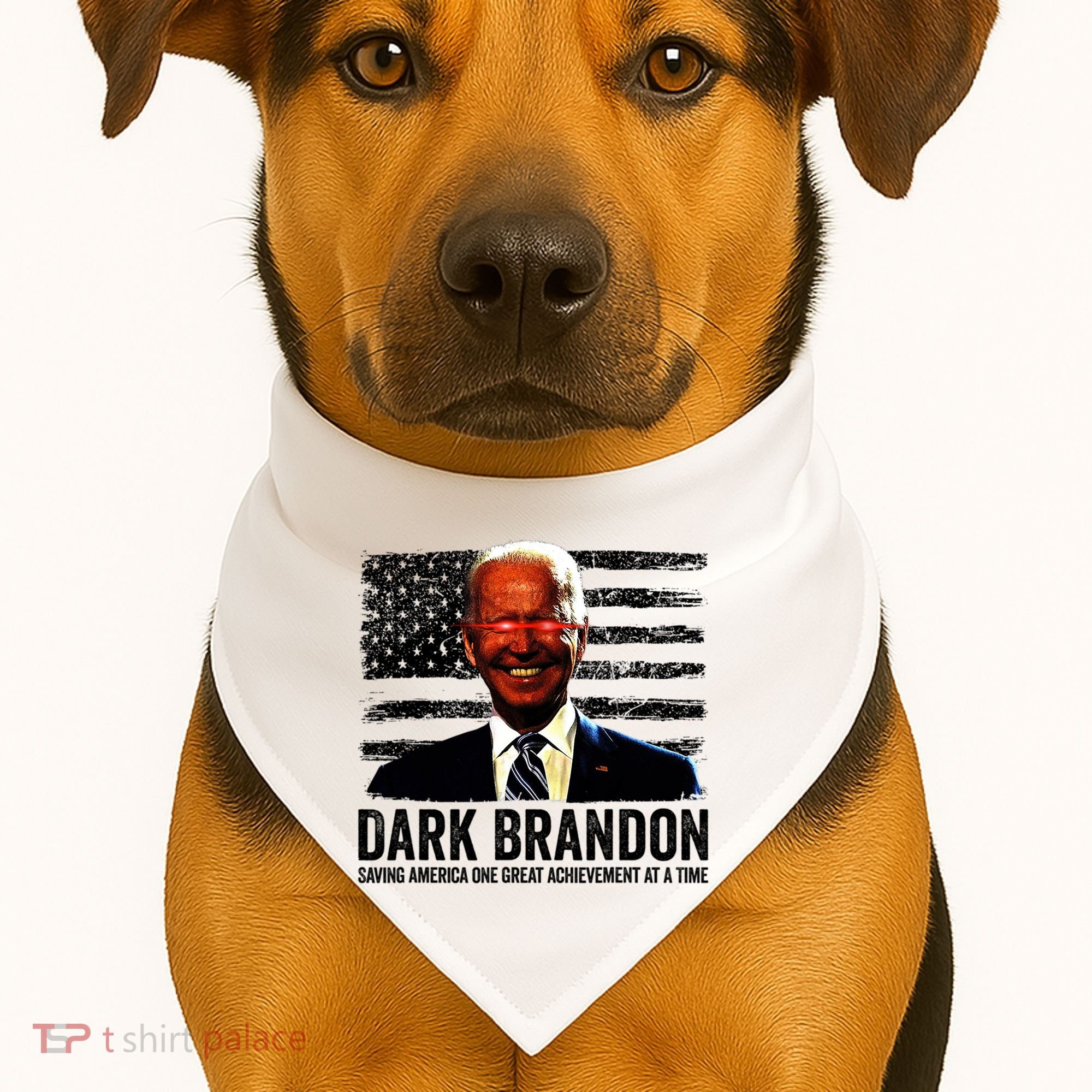 Dark Brandon Saving America Political USA Flag USA-Made Doggie Bandana