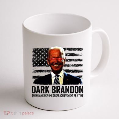 Dark Brandon Saving America Political USA Flag Coffee Mug back