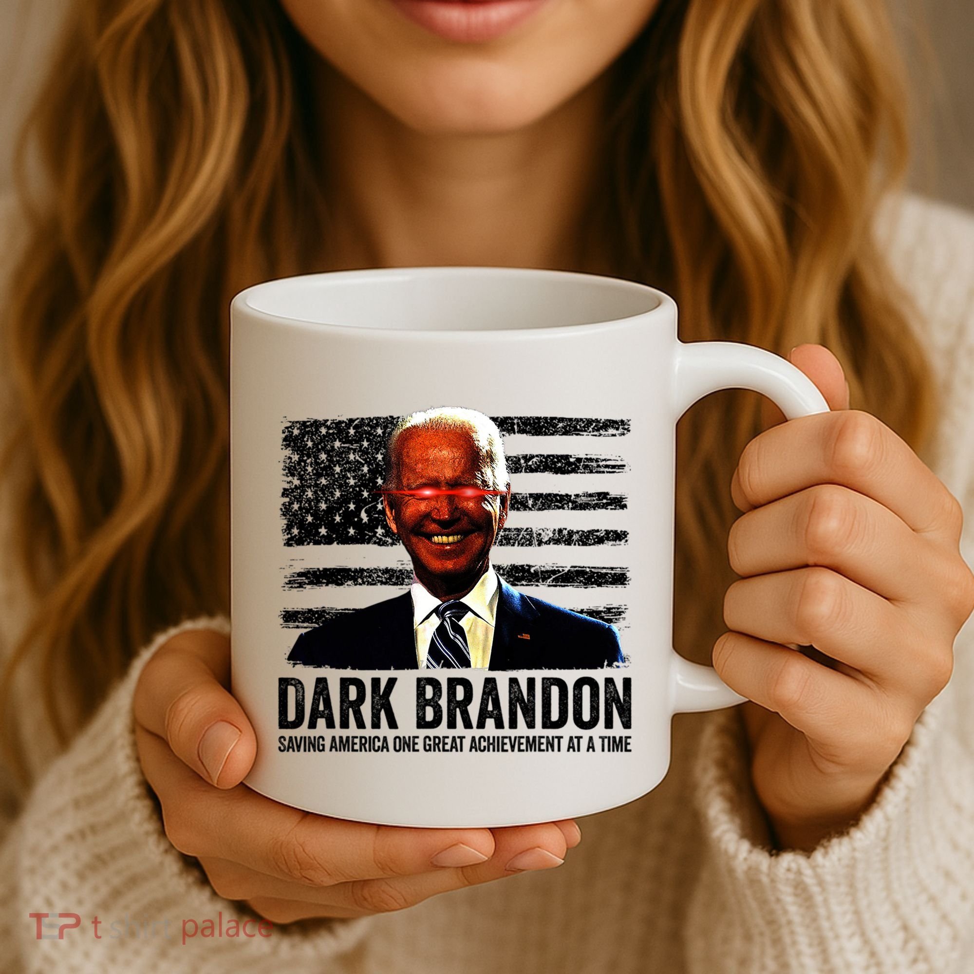 Dark Brandon Saving America Political USA Flag Coffee Mug