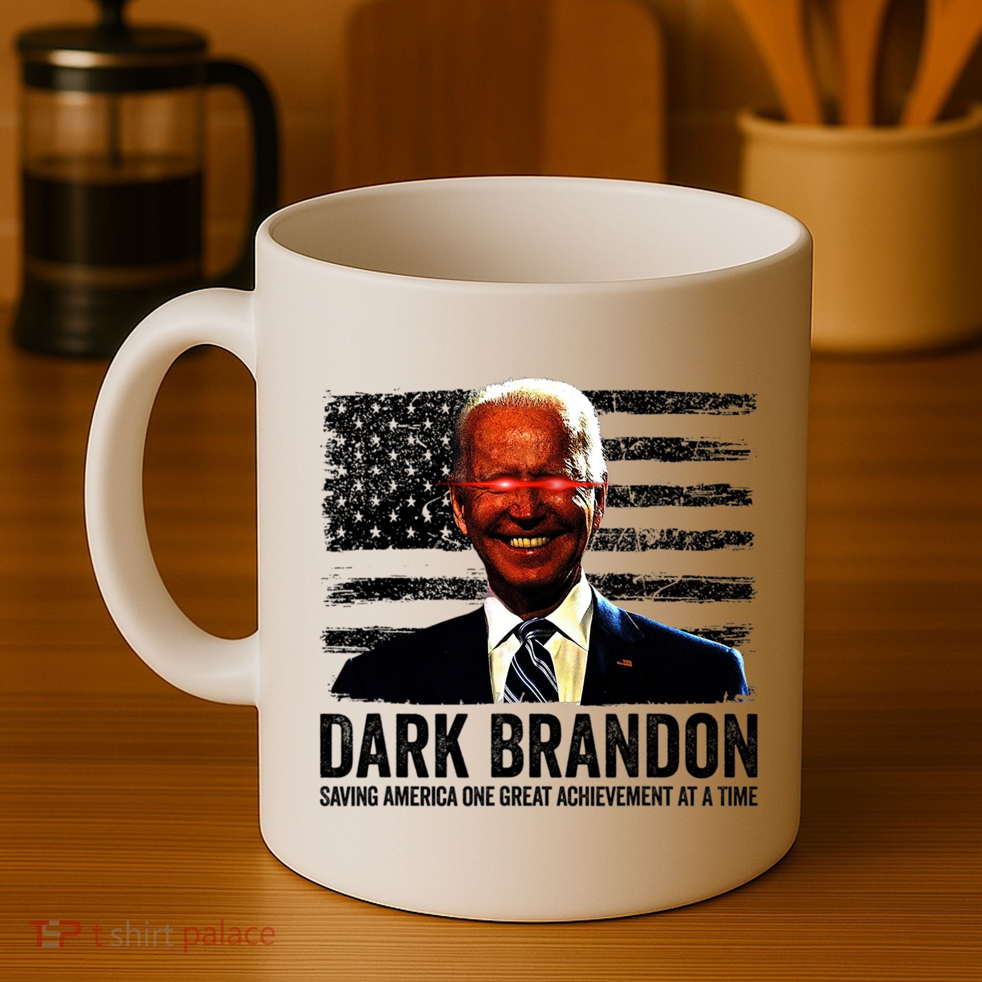 Dark Brandon Saving America Political USA Flag Coffee Mug