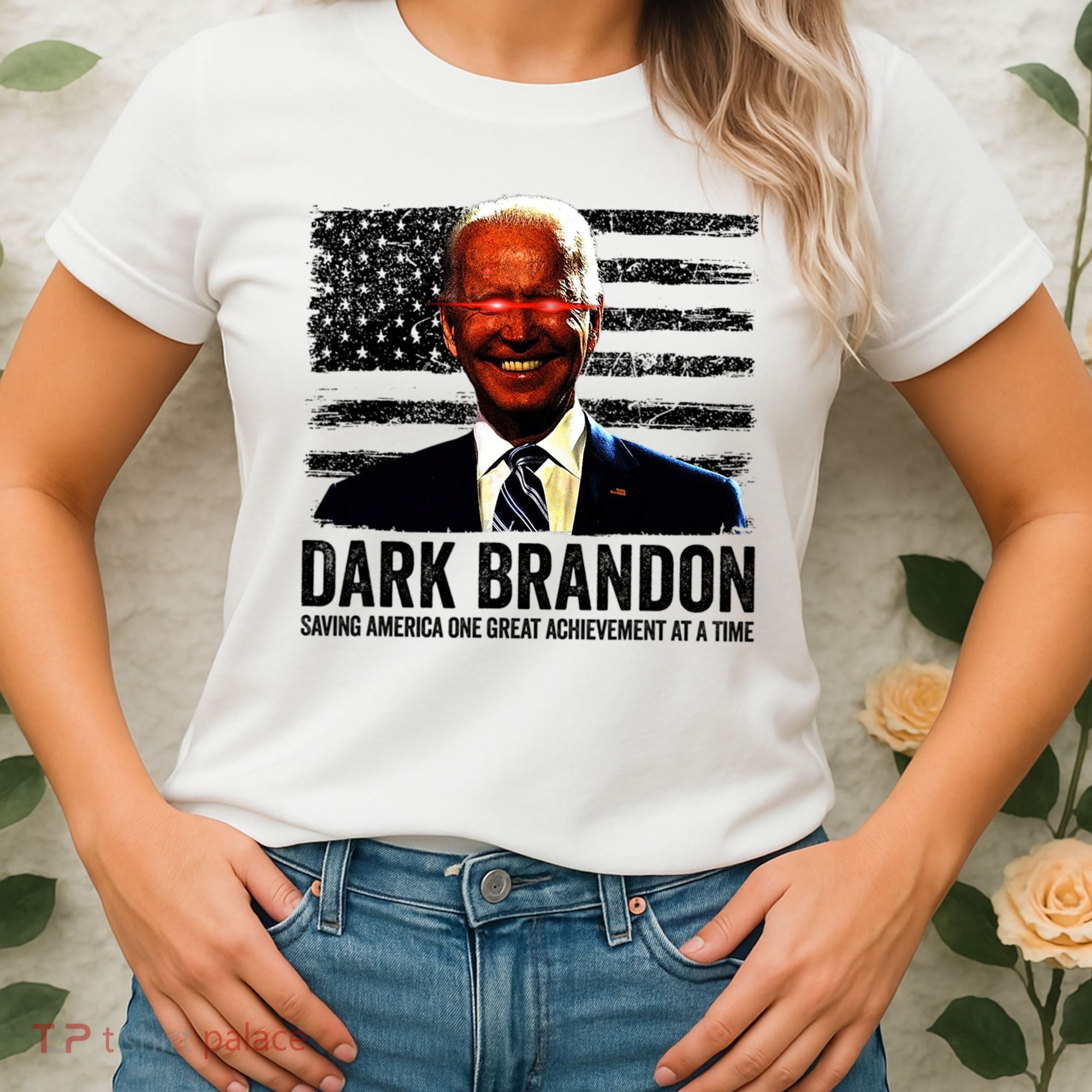 Dark Brandon Saving America Political USA Flag Women's T-Shirt