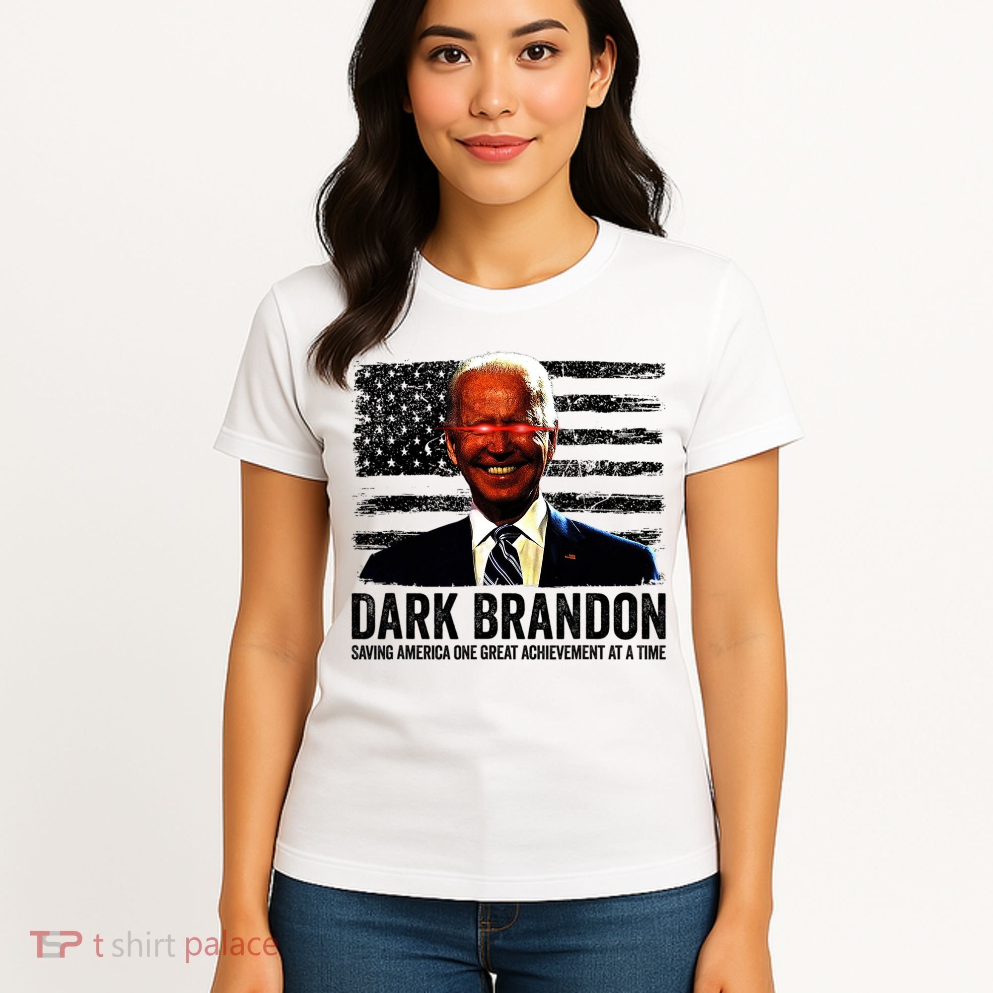 Dark Brandon Saving America Political USA Flag Women's T-Shirt