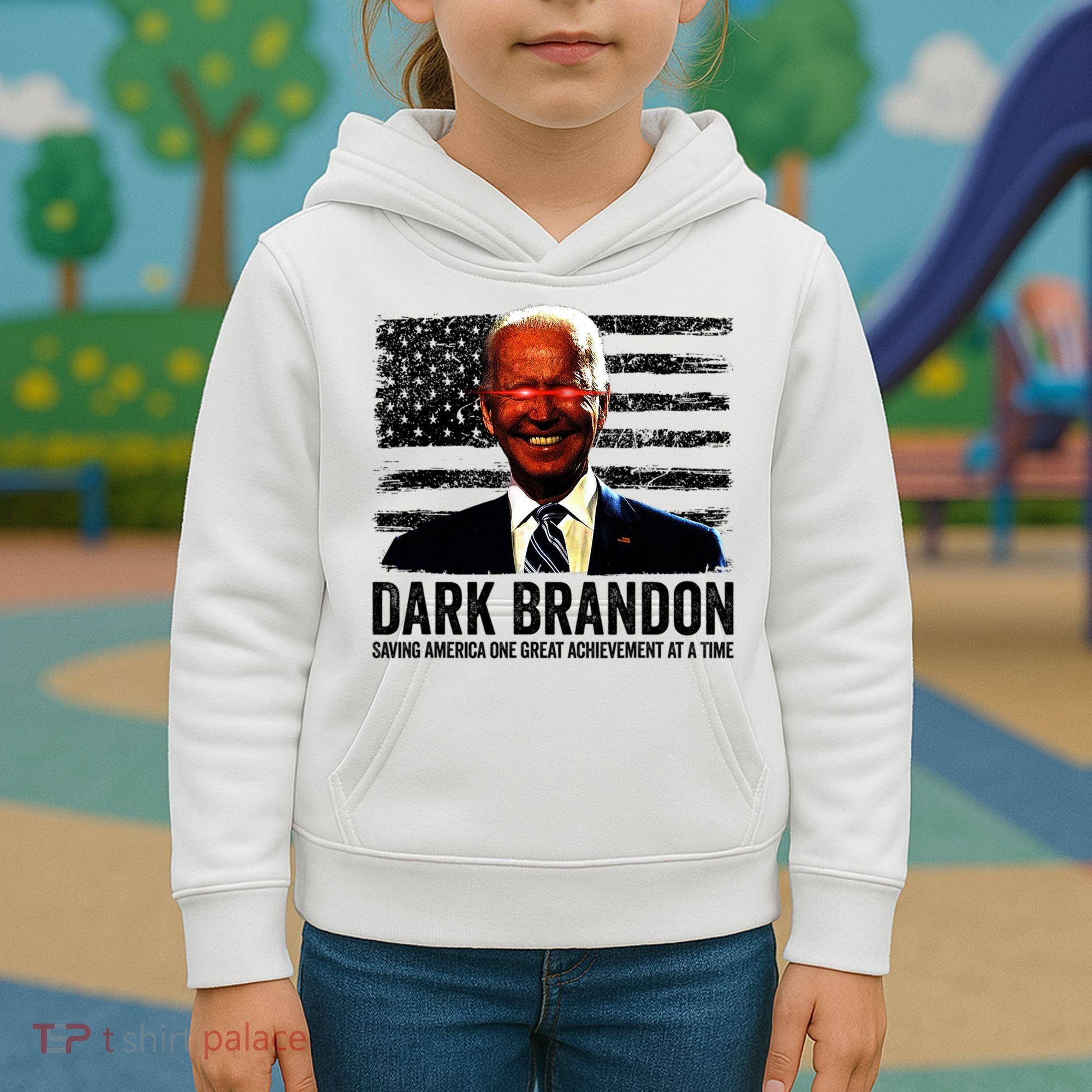 Dark Brandon Saving America Political USA Flag Kids Hoodie
