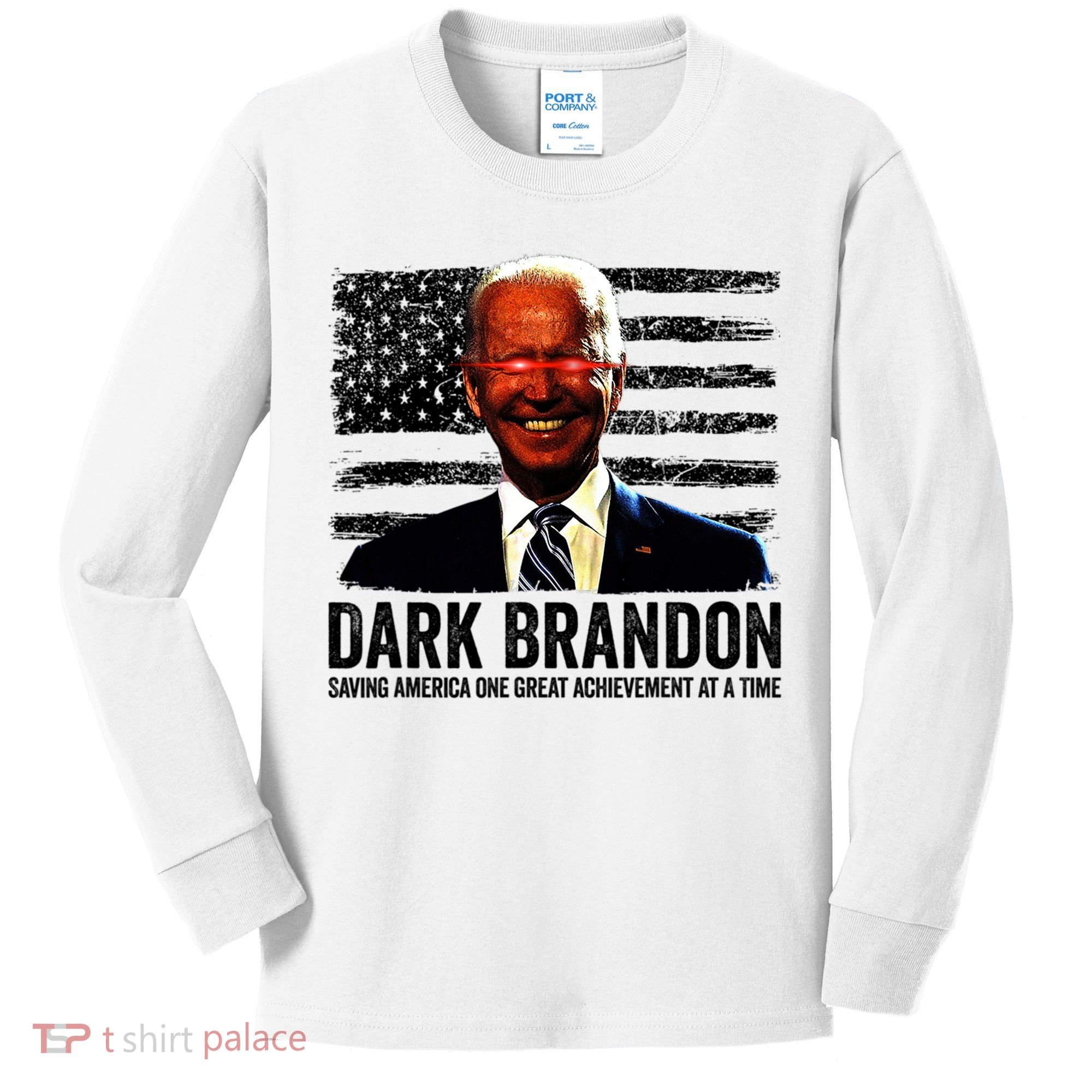 Dark Brandon Saving America Political USA Flag Kids Long Sleeve Shirt