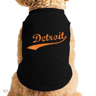 Detroit Baseball Style Cracked Lettering City Pride Doggie Tank