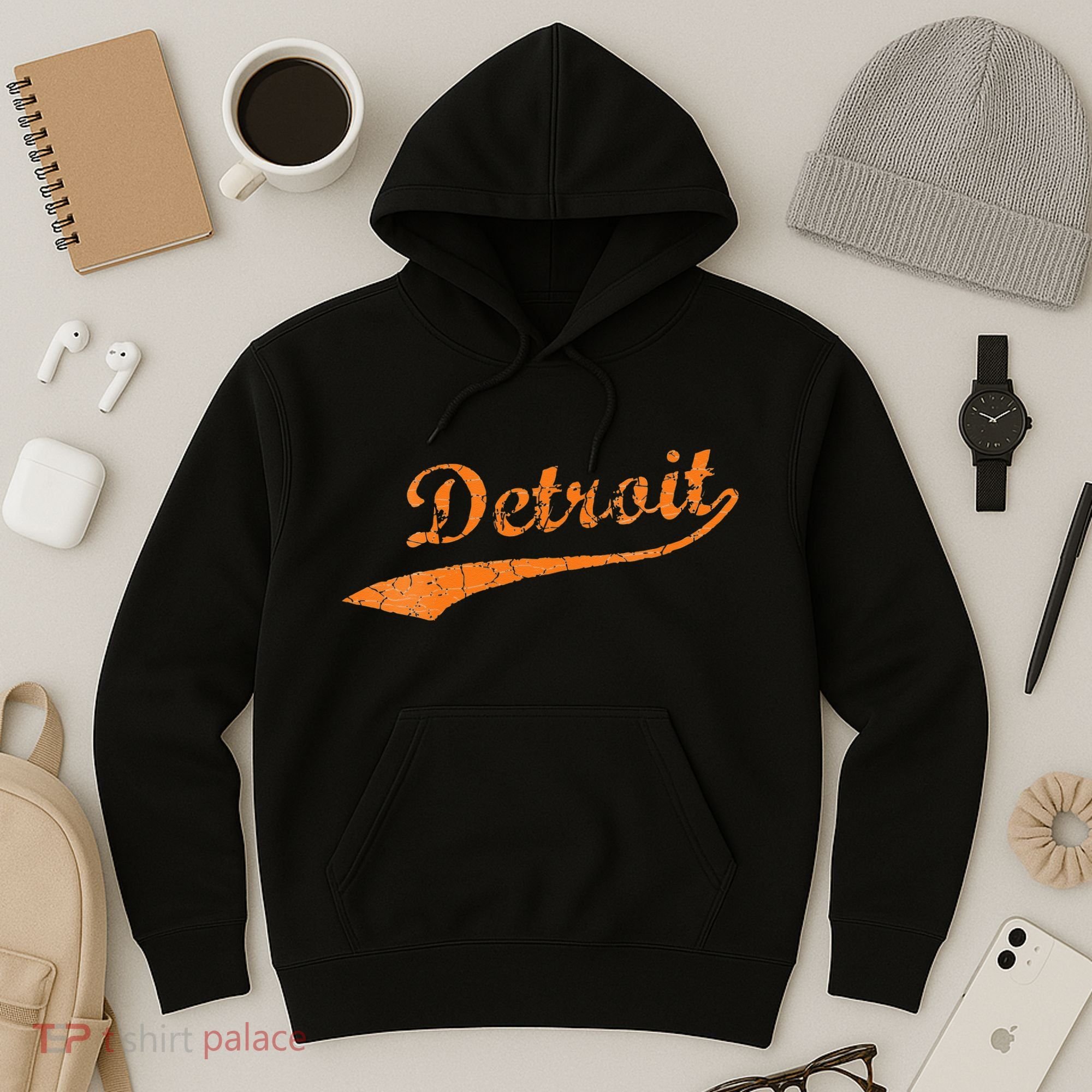 Detroit Baseball Style Cracked Lettering City Pride Hoodie