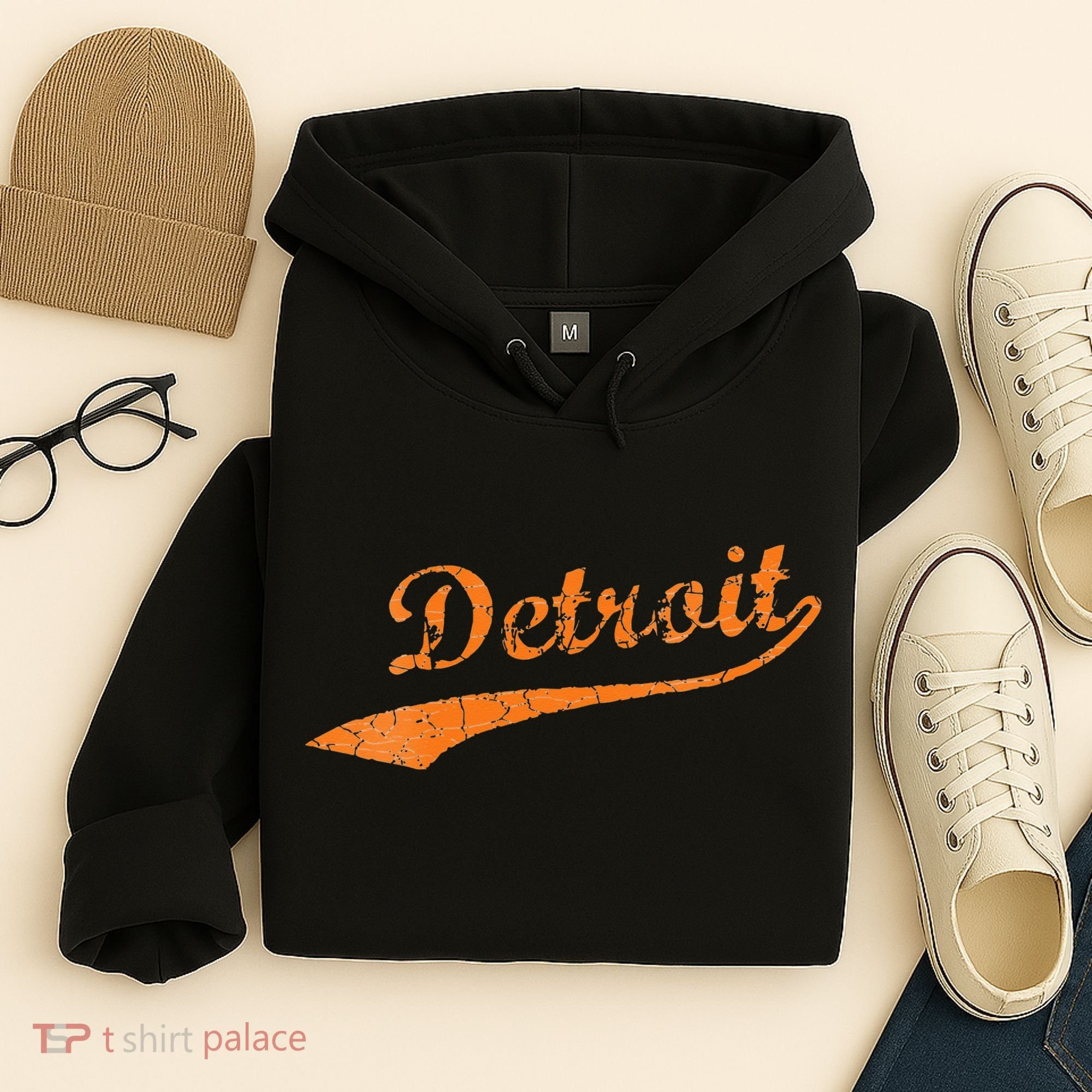 Detroit Baseball Style Cracked Lettering City Pride Hoodie
