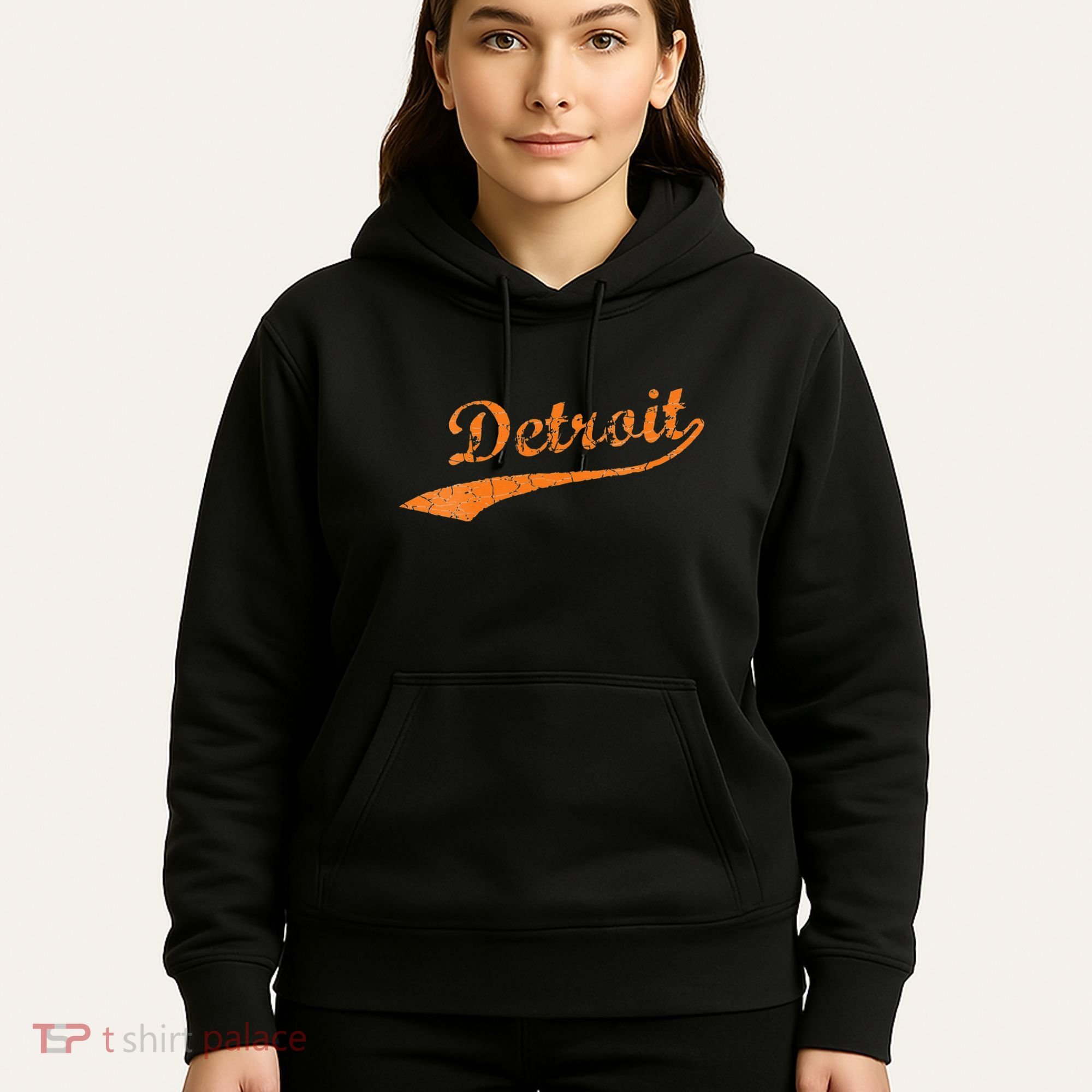 Detroit Baseball Style Cracked Lettering City Pride Hoodie