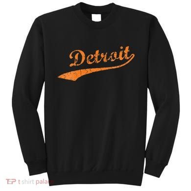 Detroit Baseball Style Cracked Lettering City Pride Sweatshirt
