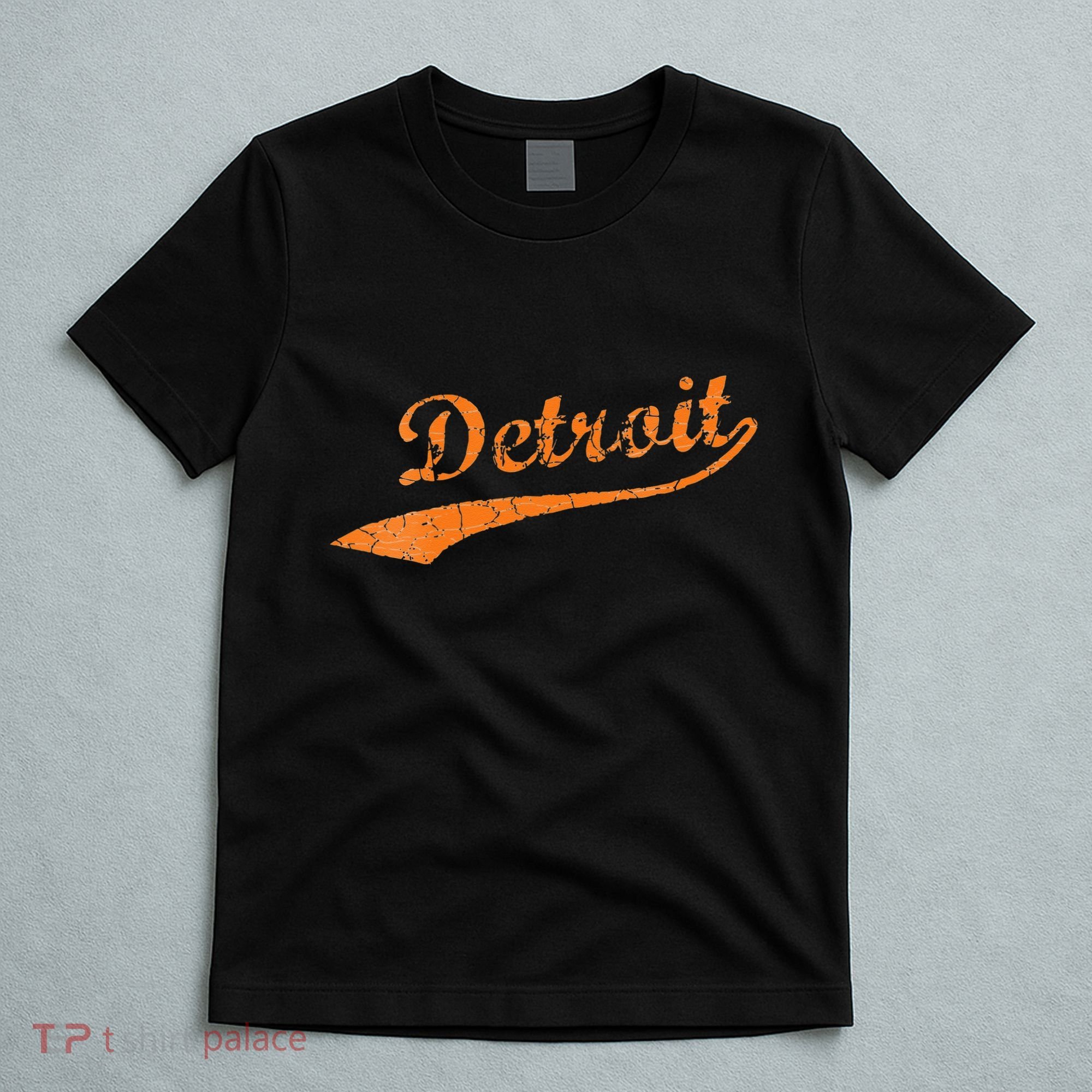 Detroit Baseball Style Cracked Lettering City Pride T-Shirt