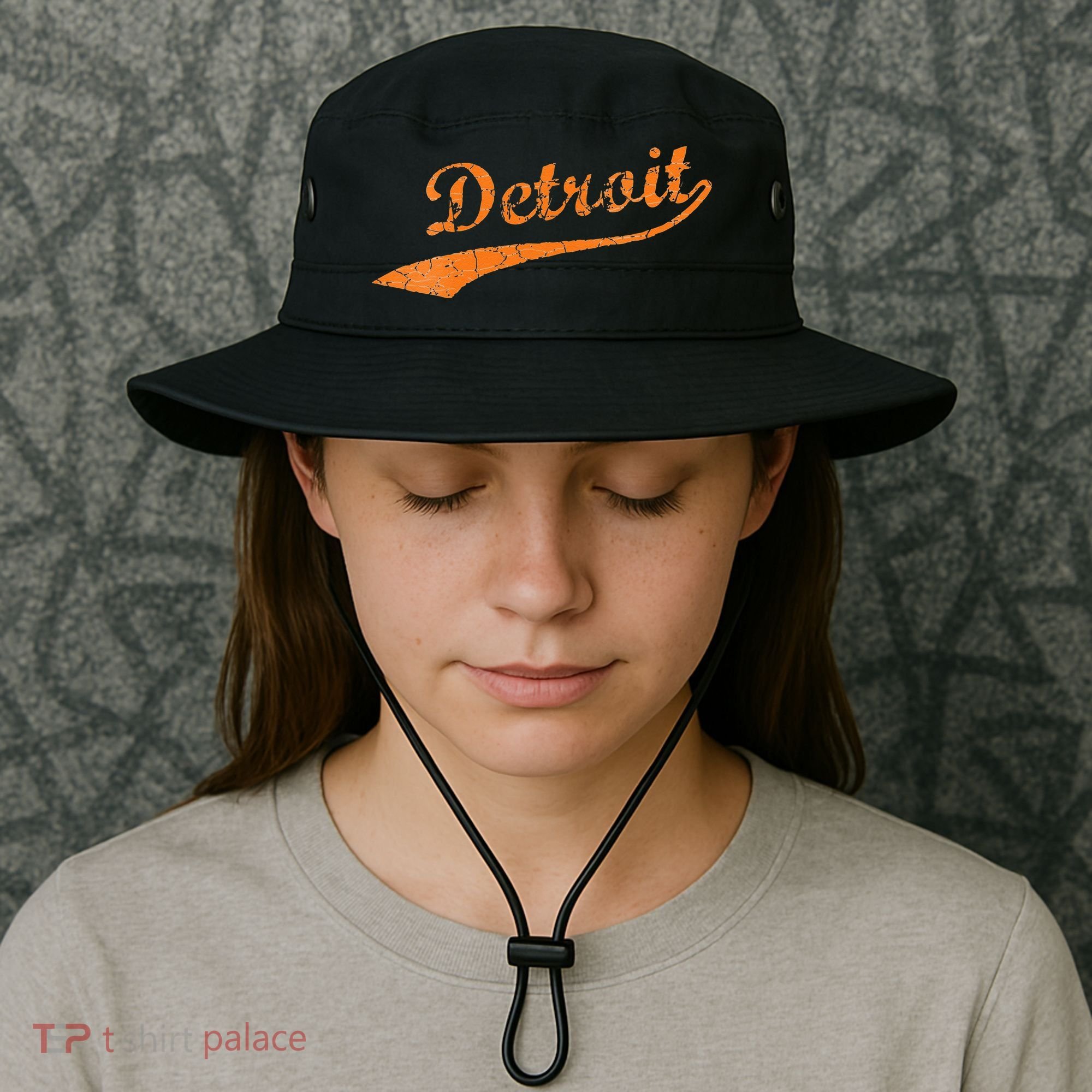 Detroit Baseball Style Cracked Lettering City Pride Bucket Hat