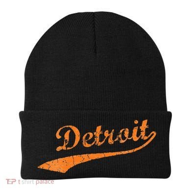 Detroit Baseball Style Cracked Lettering City Pride Beanie