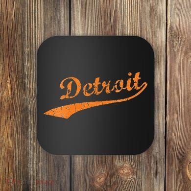 Detroit Baseball Style Cracked Lettering City Pride Coaster
