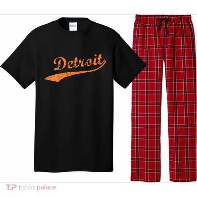Detroit Baseball Style Cracked Lettering City Pride Pajama Set