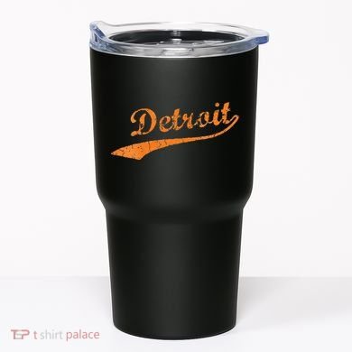 Detroit Baseball Style Cracked Lettering City Pride Tumbler