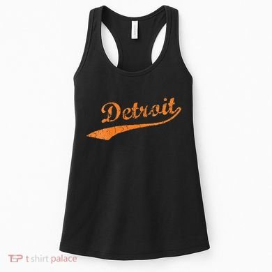 Detroit Baseball Style Cracked Lettering City Pride Women's Tank Top