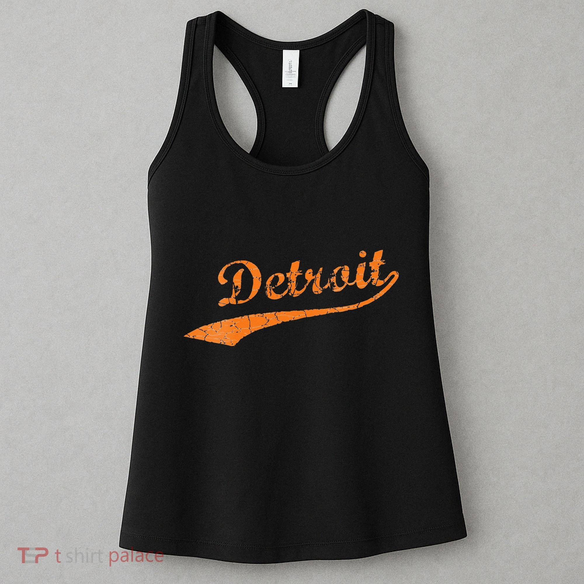 Detroit Baseball Style Cracked Lettering City Pride Women's Tank Top