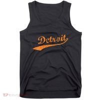 Detroit Baseball Style Cracked Lettering City Pride Tank Top thumb 0