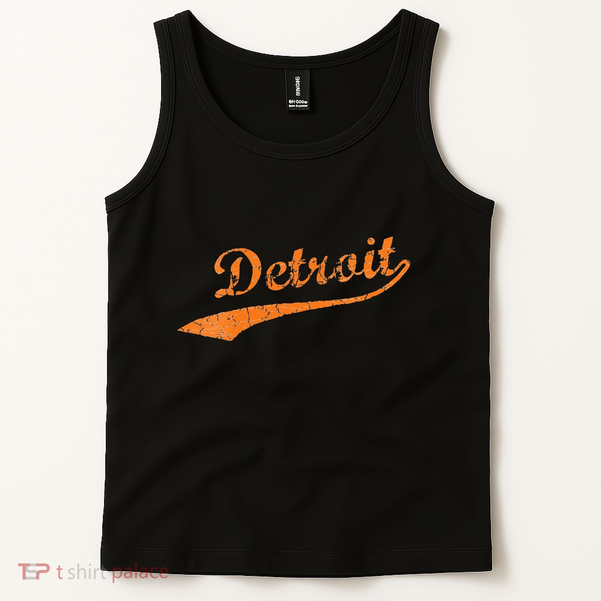Detroit Baseball Style Cracked Lettering City Pride Tank Top