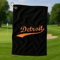 Detroit Baseball Style Cracked Lettering City Pride Golf Towel thumb 1