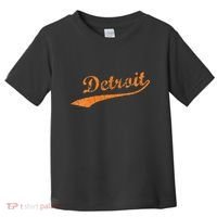 Detroit Baseball Style Cracked Lettering City Pride Toddler T-Shirt thumb 0
