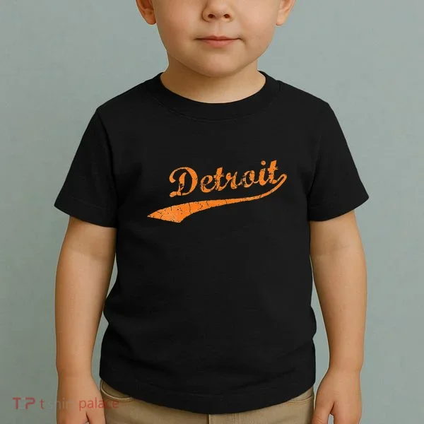 Detroit Baseball Style Cracked Lettering City Pride Toddler T-Shirt