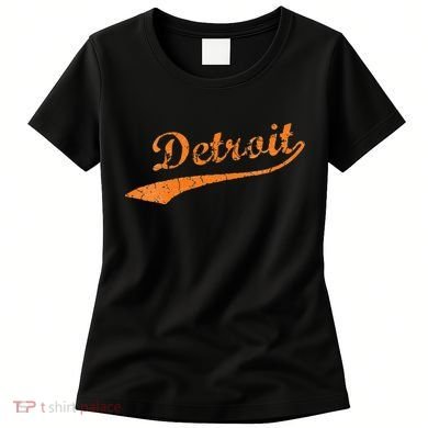 Detroit Baseball Style Cracked Lettering City Pride Women's T-Shirt