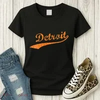 Detroit Baseball Style Cracked Lettering City Pride Women's T-Shirt thumb 3