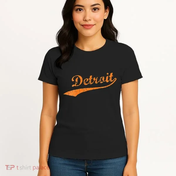 Detroit Baseball Style Cracked Lettering City Pride Women's T-Shirt