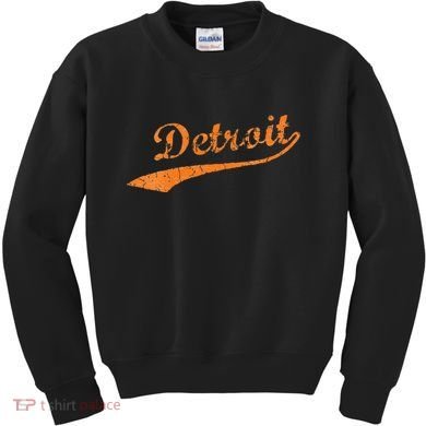 Detroit Baseball Style Cracked Lettering City Pride Kids Sweatshirt