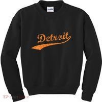 Detroit Baseball Style Cracked Lettering City Pride Kids Sweatshirt thumb 0