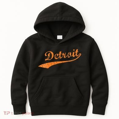 Detroit Baseball Style Cracked Lettering City Pride Kids Hoodie