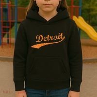Detroit Baseball Style Cracked Lettering City Pride Kids Hoodie thumb 3