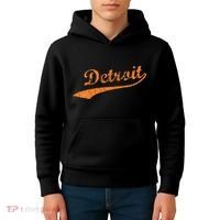 Detroit Baseball Style Cracked Lettering City Pride Kids Hoodie thumb 4