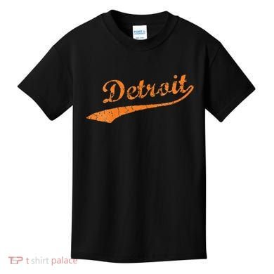 Detroit Baseball Style Cracked Lettering City Pride Kids T-Shirt