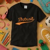 Detroit Baseball Style Cracked Lettering City Pride Kids T-Shirt thumb 3