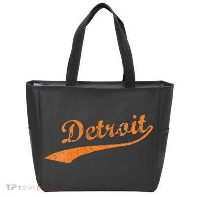 Detroit Baseball Style Cracked Lettering City Pride Tote Bag