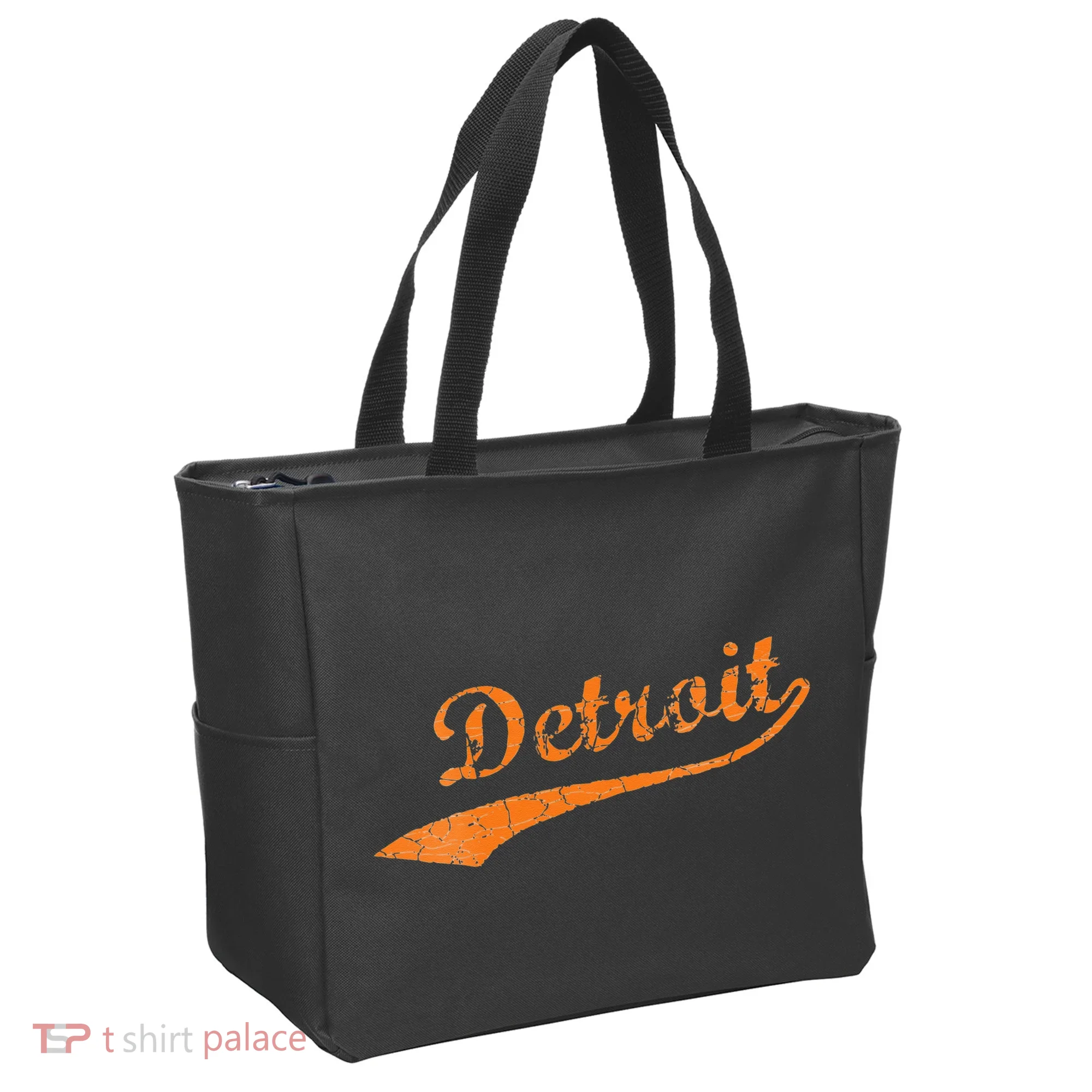Detroit Baseball Style Cracked Lettering City Pride Tote Bag