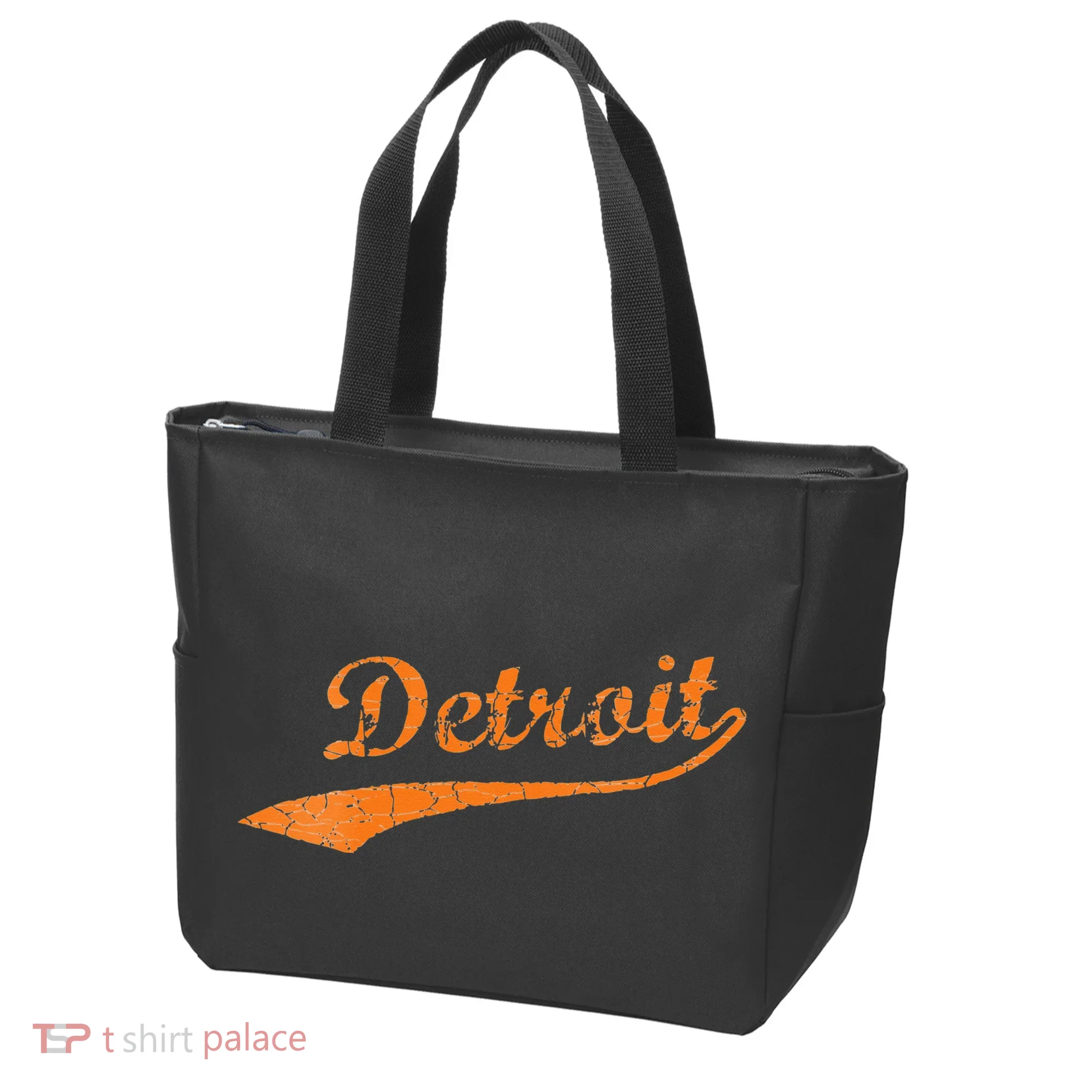 Detroit Baseball Style Cracked Lettering City Pride Tote Bag
