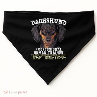 Dachshund Black Tan Professional Human Trainer Cute Dog USA-Made Doggie Bandana