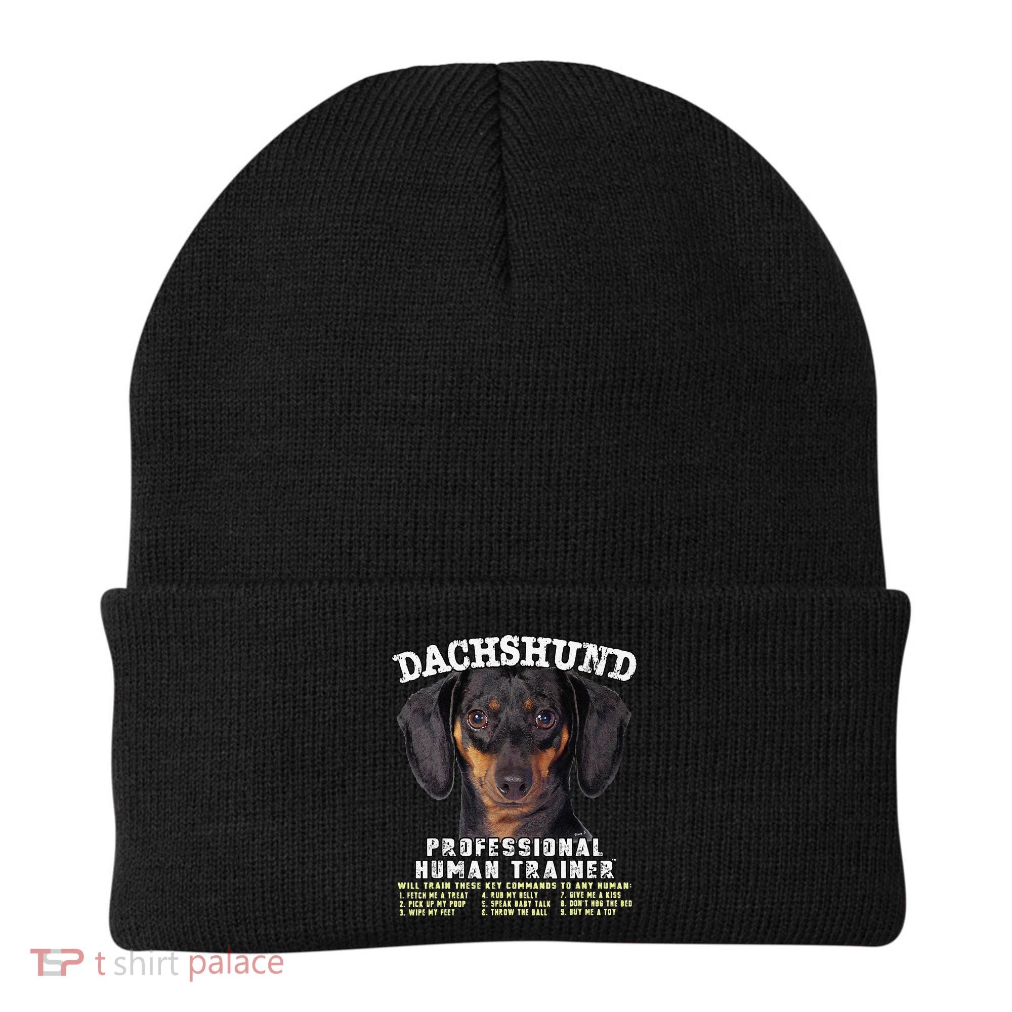 Dachshund Black Tan Professional Human Trainer Cute Dog Beanie