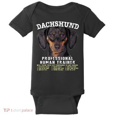 Dachshund Black Tan Professional Human Trainer Cute Dog Baby Bodysuit