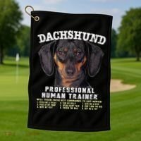 Dachshund Black Tan Professional Human Trainer Cute Dog Golf Towel thumb 1