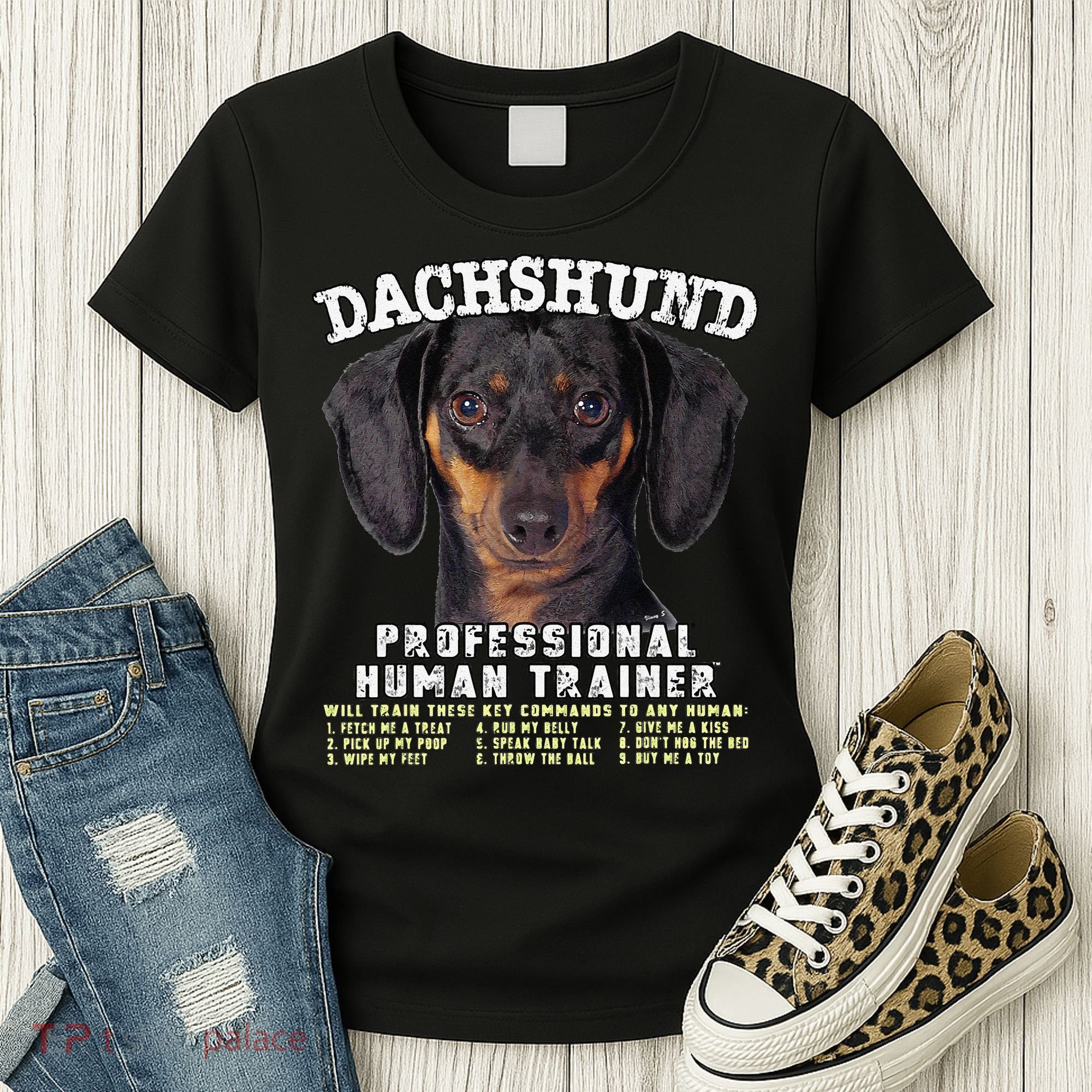 Dachshund Black Tan Professional Human Trainer Cute Dog Women's T-Shirt