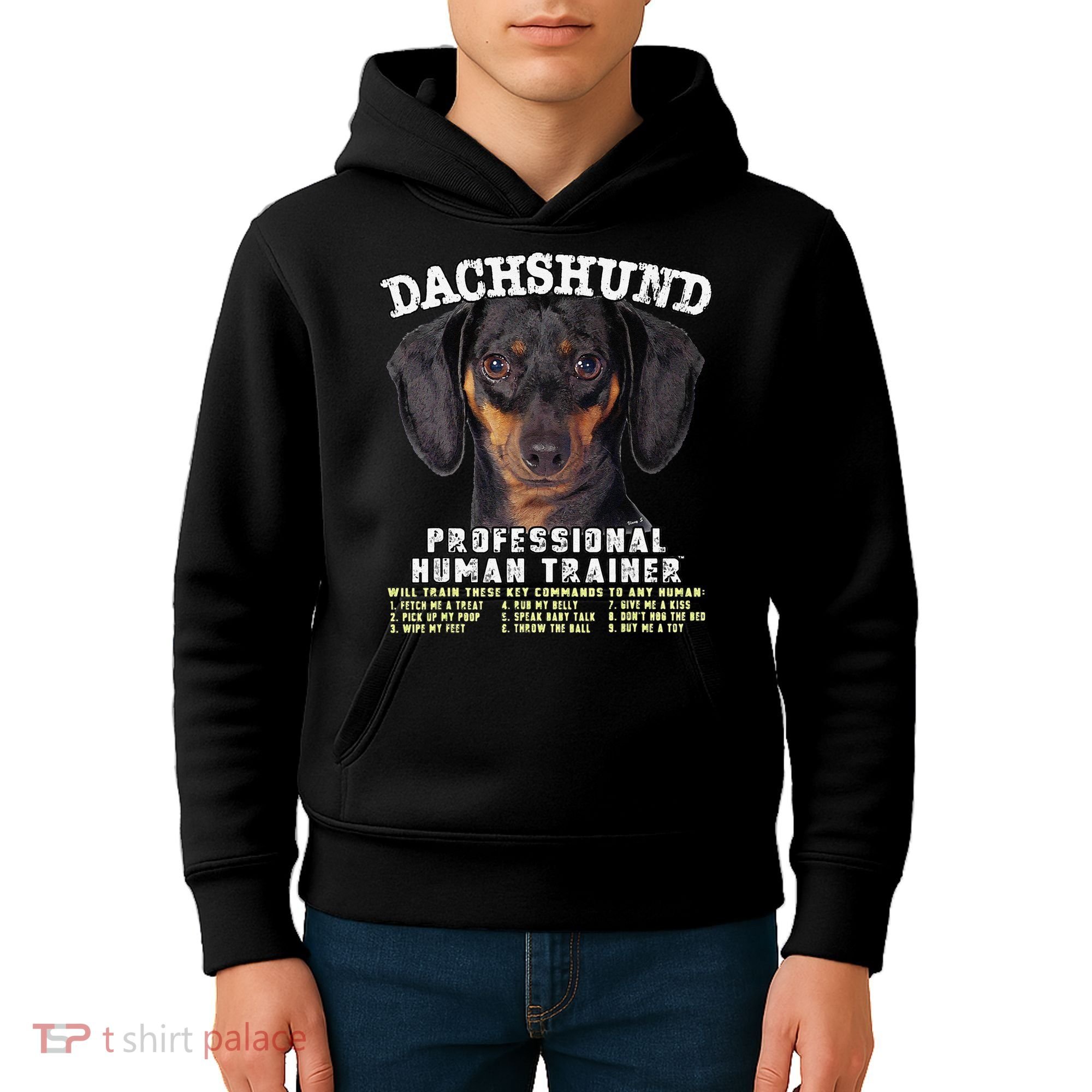 Dachshund Black Tan Professional Human Trainer Cute Dog Kids Hoodie