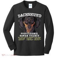 Dachshund Black Tan Professional Human Trainer Cute Dog Kids Long Sleeve Shirt thumb 0