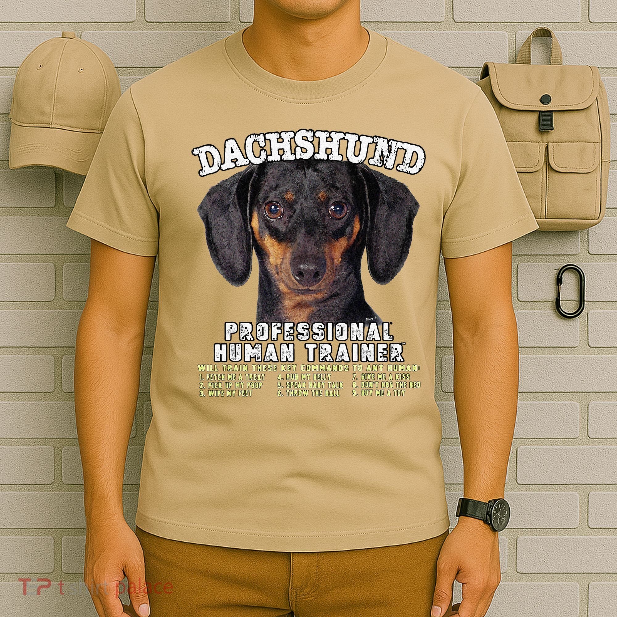 Dachshund Black Tan Professional Human Trainer Cute Dog T-Shirt