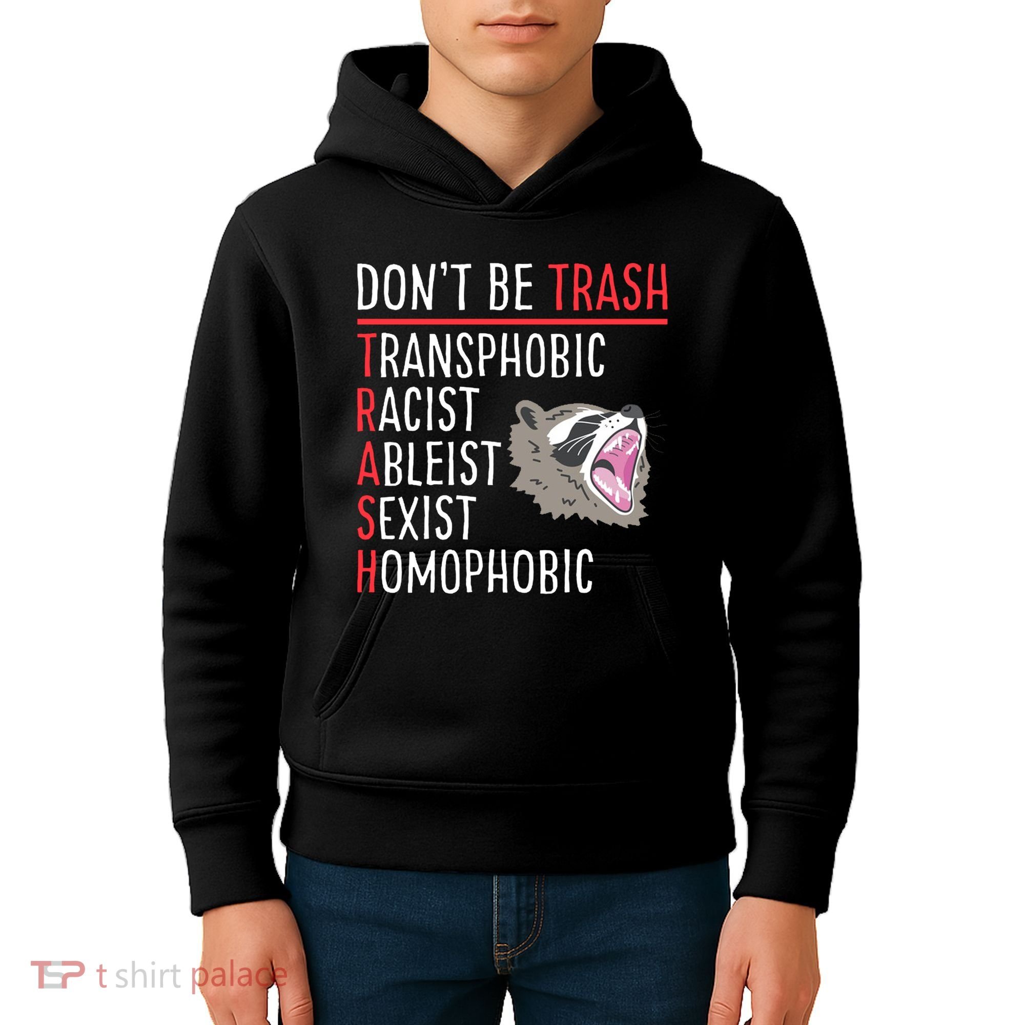 Don't Be Trash Funny Racoon Kids Hoodie
