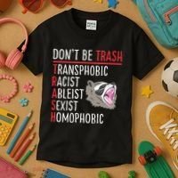 Don't Be Trash Funny Racoon Kids T-Shirt thumb 3