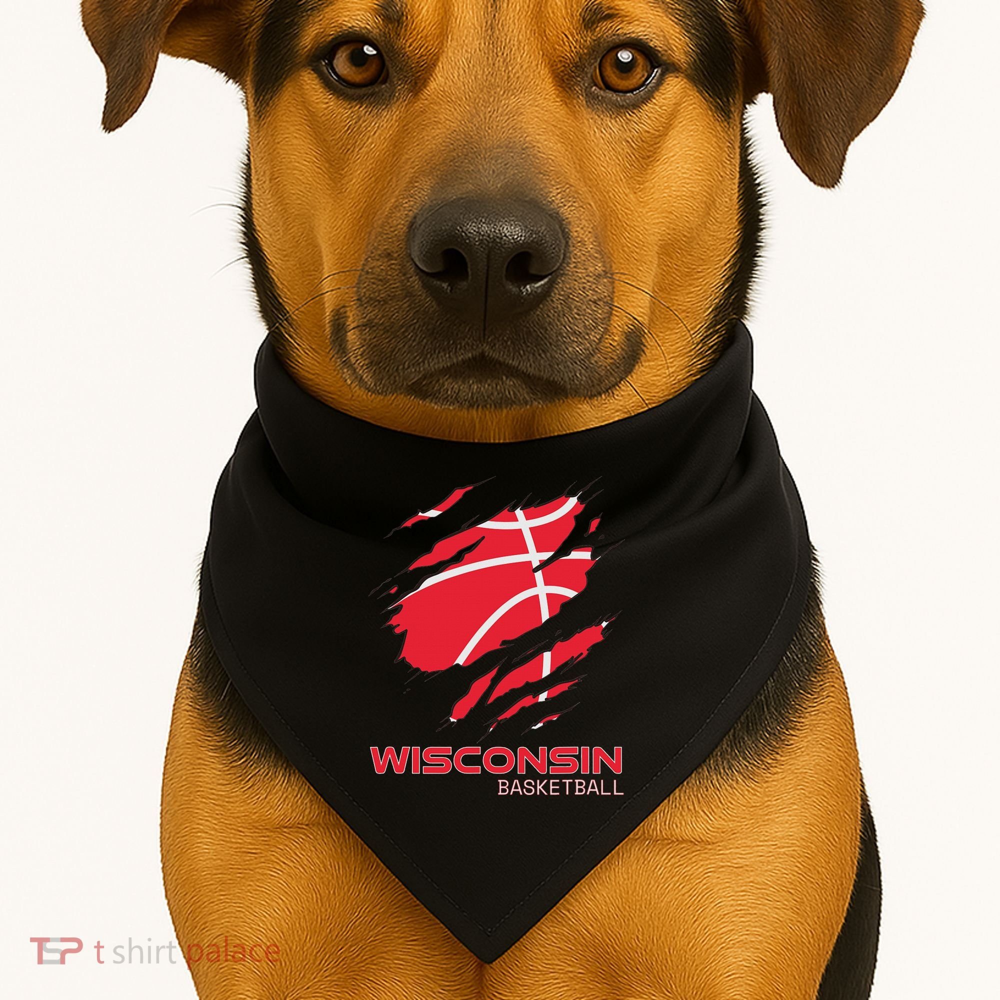 Distressed Basketball The Badger State Home Wisconsin Hoops USA-Made Doggie Bandana